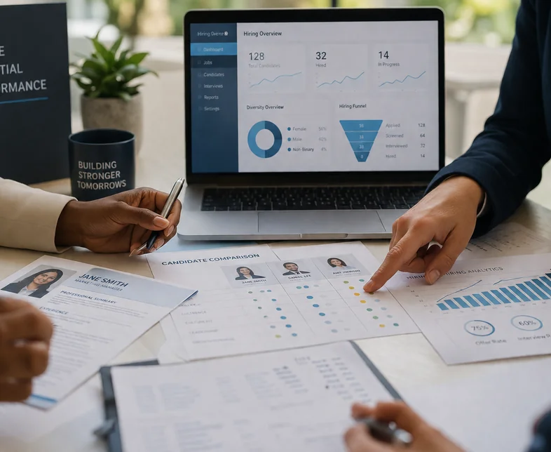 Tableau de bord IA du recrutement et profils candidats en formation RH