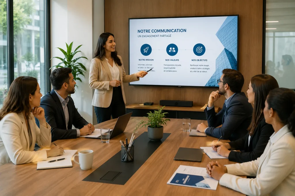 Formation communication institutionnelle et corporate : présentation en réunion