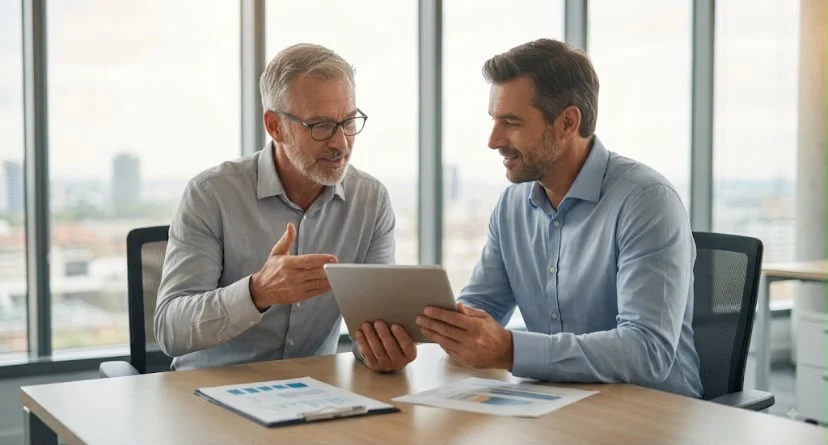 Formation stratégie commerciale et développement du CA : équipe consultant un écran